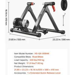 Vevor Fahrrad Rollentrainer Fahrradtrainer für 660,4-736,6 mm / 700C-Räder, 6-stufiger Widerstand, faltbarer magnetischer Radtrainer Heimtrainer mit Schnellspanner & Vorderradunterlage Schwarz
