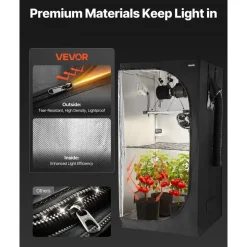 Vevor Growzelt-Set mit Vollspektrum-LED-Zuchtlicht 100 x 100 x 200 cm Schwarz