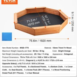 Vevor Holzsandkasten mit Abdeckung gelb