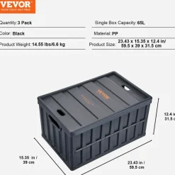 Vevor Klappbox 65 L 3-tlg. schwarz