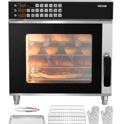 Vevor kommerzieller Konvektionsofen konventioneller Arbeitsplattenofen 58 L 2800 W Toasterofen mit Tür aus gehärtetem Glas, elektrischer Backofen mit Drahtgitter & Klemmtablett-Handschuhen