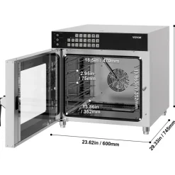 Vevor kommerzieller Konvektionsofen konventioneller Arbeitsplattenofen 58 L 2800 W Toasterofen mit Tür aus gehärtetem Glas, elektrischer Backofen mit Drahtgitter & Klemmtablett-Handschuhen