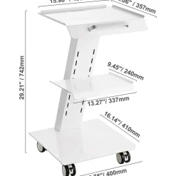 Vevor Laborwagen, Medizinischer Servicewagen mit Integrierter Steckdose, Mobiles Dessert aus 3-lagigem Metall, mit Drehbaren Rädern, Belastung 100 kg, für Labor, Klinik, Schönheitssalon, Salon