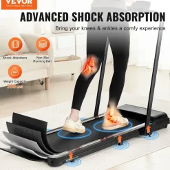 Vevor Laufband unter den Schreibtisch, Laufband zum Arbeiten, klappbares Laufband mit 120 kg Tragkraft, tragbares 2 in 1 Pad mit 2,5 PS, Griffstange Fernbedienung Led-anzeige 1-12 km/h,
