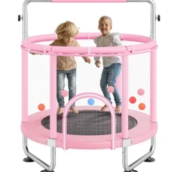 Vevor Mini Freizeittrampolin 147 cm inkl. Sicherheitsnetz Rosa