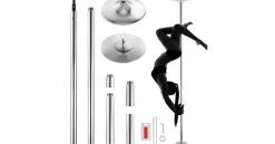 Vevor Professionelle Tanzstange, Pole Dance Tragbare Tanzstange Profi ca. 222,6-282,4 cm Höhenverstellbare Abnehmbare Fitnessstange Spinning Fitness Silber, Tanzstange Fitnessstudios, Club, Party