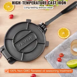 Vevor Tortilla-Presse 20 cm Gusseisen Schwarz