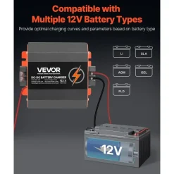 Vevor 12 V 30 A DC/DC-Batterieladegerät, 375 W, Ladegerät für Blei-Säure-, Lithium-, AGM-, GEL- & Nassbatterien, intelligentes mehrstufiges Laden, für Wohnmobile, Nutzfahrzeuge, Boote, Yachten