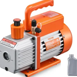 Vevor Vakuumpumpe, 4 CFM, HVAC einstufige Drehschieber-Vakuumpumpe, für R134a R22 R410a Systeme, Auto-AC-Vakuumpumpen-Kit mit Ölflasche, für die Wartung von Auto-Klimaanlagen und Harzentgasung