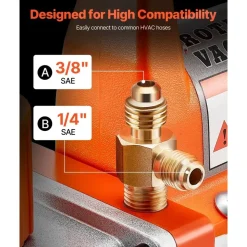 Vevor Vakuumpumpe, 99 L/min, HVAC Einstufige Drehschieber-AC-Unterdruckpumpe, für R134a R22 R410a-Systeme, mit Ölflasche, 4-poligem Motor, 5 Pa, für die Harzentgasung von Kfz-Klimaanlagen