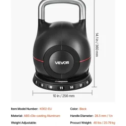 Vevor Verstellbare Kettlebell 2-20 kg Schwarz