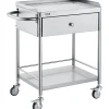Vevor Zweistöckiger Laborwagen Gerätewagen Medizintechnik Servierwagen 201 Edelstahl Tragbar Abräumwagen mit Schubladen 100 kg Tragfähigkeit, 710 x 421 x 785 mm (mit Griff) Labor Rollwagen