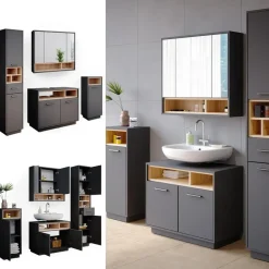 Vicco Beatrice 4-tlg. anthrazit matt/eiche/weiß