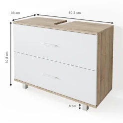 Vicco Ilias 80 x 60,8 x 33 cm sonoma/weiß