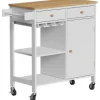 Vicco Küchenwagen Trayz, Weiß, 89 x 87 cm mit Rollen, mit Flaschenablage und Weinglashalter für Flexible Nutzung