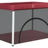 vidaXL Baby-Laufstall mit Matratze Rot Leinenstoff
