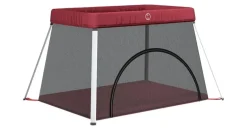 vidaXL Baby-Laufstall mit Matratze Rot Leinenstoff