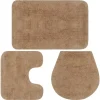 vidaXL Badematten-Set 3-tlg. Stoff Beige