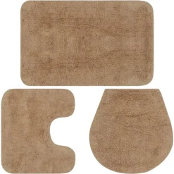 vidaXL Badematten-Set 3-tlg. Stoff Beige
