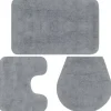 vidaXL Badematten-Set 3-tlg. Stoff Grau