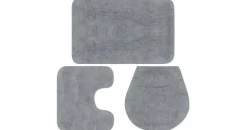 vidaXL Badematten-Set 3-tlg. Stoff Grau