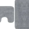 vidaXL Badematten-Set 2-tlg. Stoff Grau