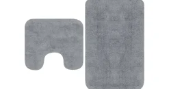 vidaXL Badematten-Set 2-tlg. Stoff Grau