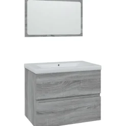 vidaXL Badmöbel-Set Grau Sonoma 5-tlg. Holzwerkstoff