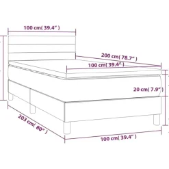 vidaXL Boxspringbett mit Matratze Hellgrau 100 x 200 cm Stoff