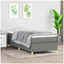 vidaXL Boxspringbett 100 x 200 cm dunkelgrau/natur