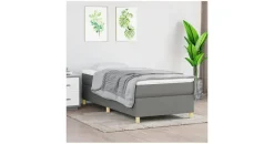 vidaXL Boxspringbett 100 x 200 cm dunkelgrau/natur