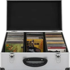 vidaXL CD-Koffer für 60 CDs Aluminium ABS Silbern