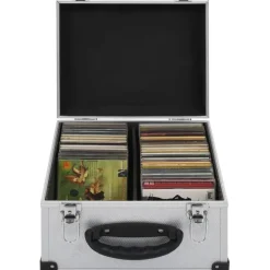 vidaXL CD-Koffer für 40 CDs Aluminium ABS Silbern