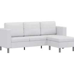 vidaXL Eckcouch Kunstleder 3-Sitzer Weiß