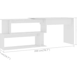 vidaXL Eckschreibtisch Weiß 200x50x76 cm