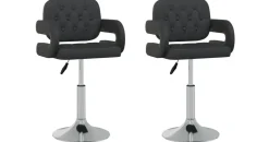 vidaXL Esszimmerstuhl Drehbar Schwarz Kunstleder 2er Set