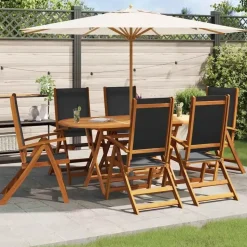 vidaXL Garten-Essgruppe 7-tlg. braun klappbar 41748