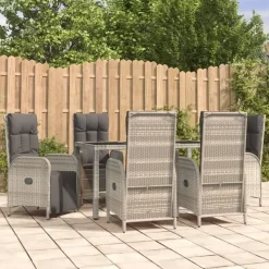 vidaXL Garten-Essgruppe 7-tlg. Grau