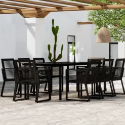 vidaXL Garten-Essgruppe 9-tlg. schwarz 3099154
