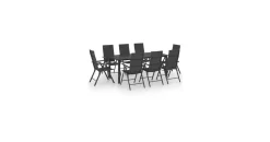 vidaXL Garten-Essgruppe 9-tlg. schwarz 3060051
