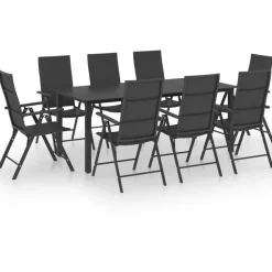 vidaXL Garten-Essgruppe 9-tlg. schwarz 3060051