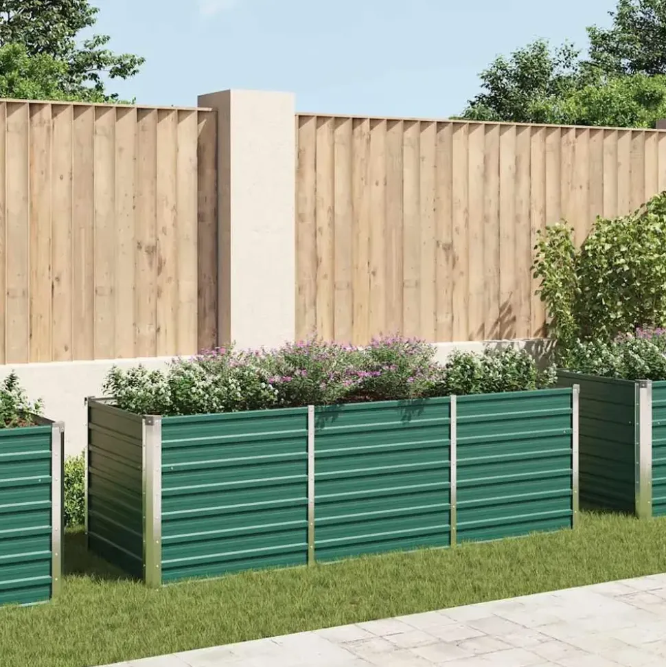 vidaXL Garten-Hochbeet verzinkter Stahl rechteckig 240 x 80 x 77 cm Grün