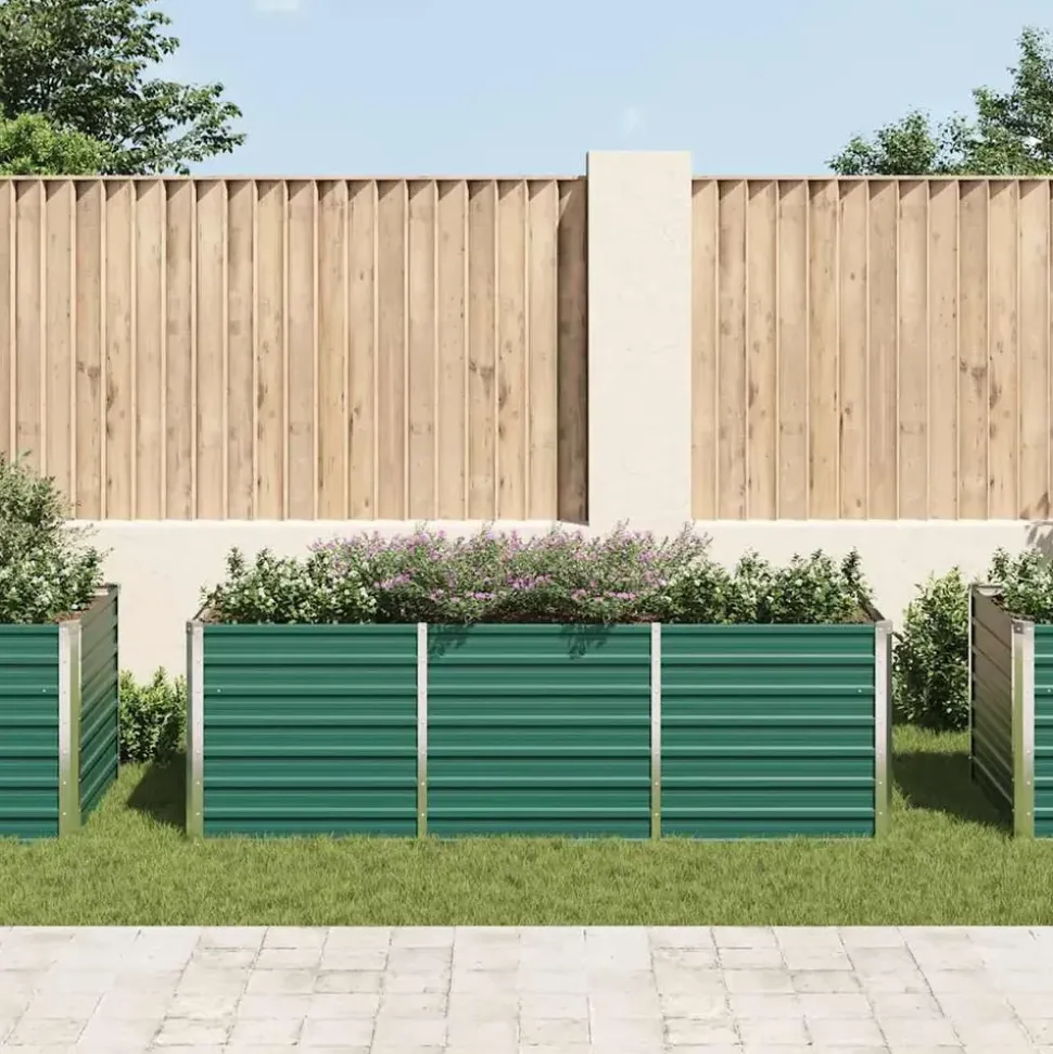 vidaXL Garten-Hochbeet verzinkter Stahl rechteckig 240 x 80 x 77 cm Grün