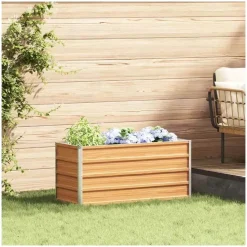 vidaXL Garten-Hochbeet verzinkter Stahl rechteckig 100 x 40 x 45 cm Hellbraun