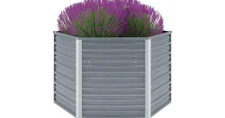 vidaXL Garten-Hochbeet verzinkter Stahl 129 x 129 x 77 cm grau