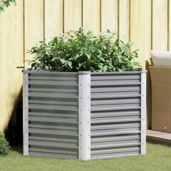 vidaXL Garten-Hochbeet verzinkter Stahl 129 x 129 x 77 cm grau