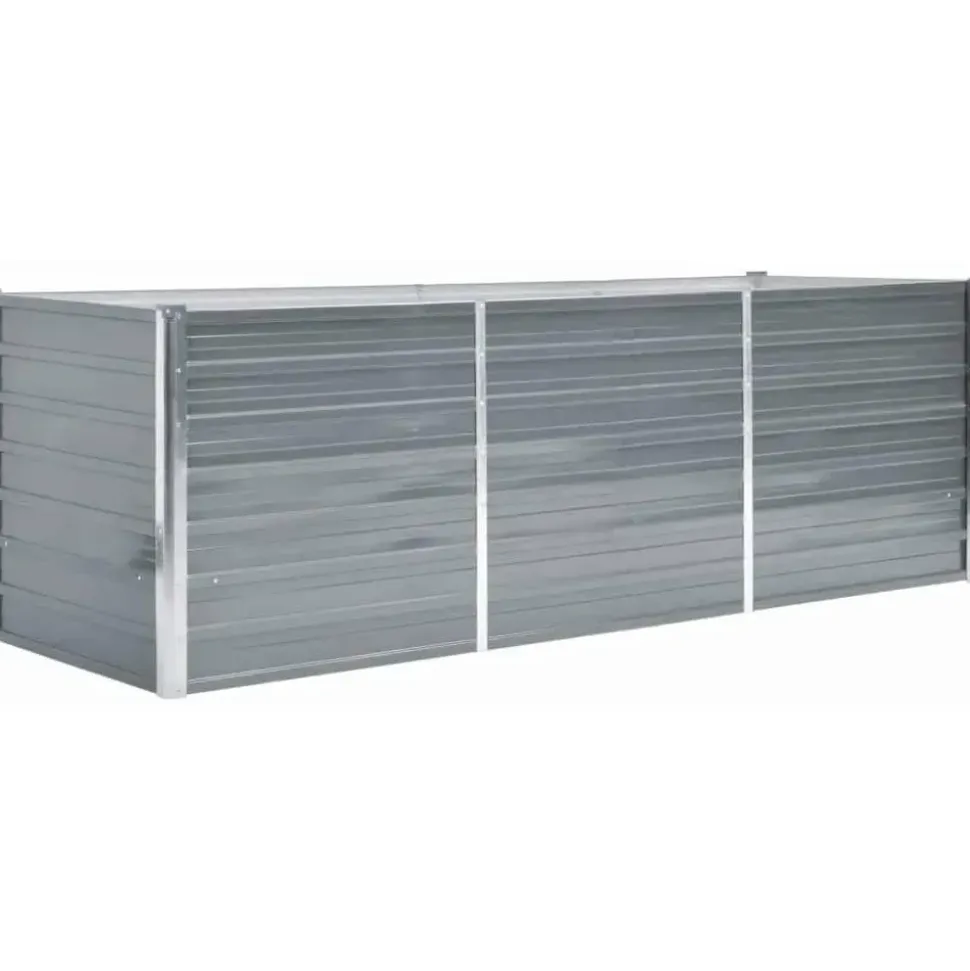 vidaXL Garten-Hochbeet verzinkter Stahl rechteckig 240 x 80 x 77 cm Grau