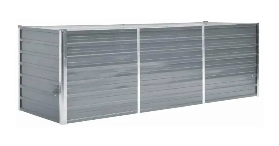 vidaXL Garten-Hochbeet verzinkter Stahl rechteckig 240 x 80 x 77 cm Grau