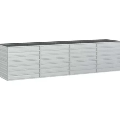 vidaXL Garten-Hochbeet verzinkter Stahl rechteckig 320 x 80 x 77 cm Silber