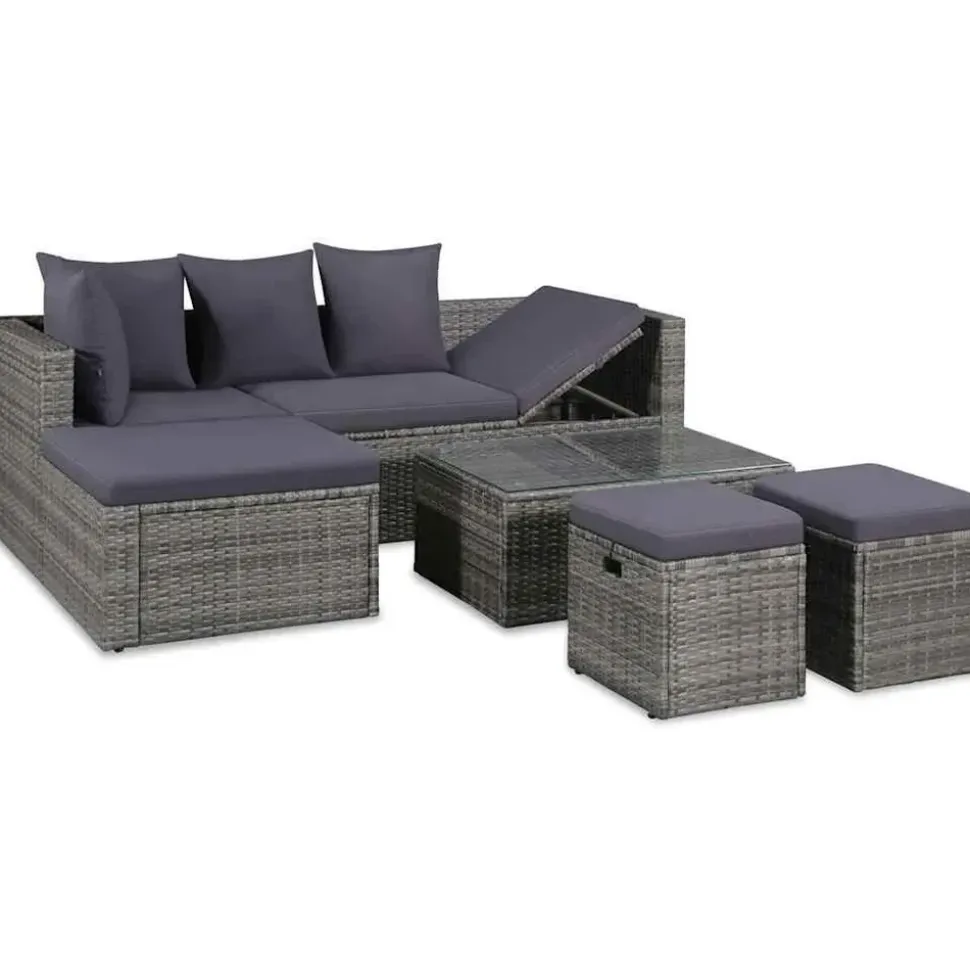 vidaXL Garten-Lounge-Set grau 43956